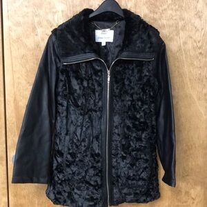 Dennis Basso Faix Fur Leather Jacket Coat